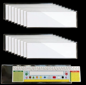 40pcs 12.3 * 4.3" Thicken 5.5 mil (0.14mm) Nameplate Pockets, Plastic Self Adhesive Name Tag Sleeves for Classroom Desk, Fit for Size 11.5"x3.5", 12"x4" Students Desk Name Tags 40pcs 12.3 * 4.3" Thicken 5.5 mil (0.14mm) Nameplate Pockets, Plastic Self Adhesive Name Tag Sleeves for Classroom Desk, Fit for Size 11.5"x3.5", 12"x4" Students Desk Name Tags