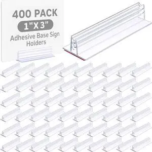 400 Pcs Sign Holder, Adhesive Base Sign Holders Multiple Uses for Counters, Warehouses, Base Holders with Strong Adhesive (1*3in) 400 Pcs Sign Holder, Adhesive Base Sign Holders Multiple Uses for Counters, Warehouses, Base Holders with Strong Adhesive (1*3in)