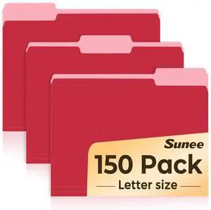 File Folders, 150 Pack Manilla Folders 8.5 x 11, Colored File Folders Home Office School Supplies for Documents Files Paper, Red File Folders, 150 Pack Manilla Folders 8.5 x 11, Colored File Folders Home Office School Supplies for Documents Files Paper, Red