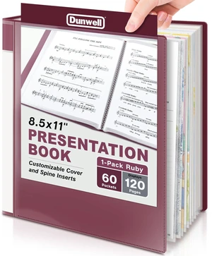 Presentation Binder 60-Pocket, Displays 120 Pages, 8.5x11 Portfolio Binder with Plastic Sleeves, Storage and Organizer for Documents, Photos, Kids Artwork, Projects, Recipes (Ruby) Presentation Binder 60-Pocket, Displays 120 Pages, 8.5x11 Portfolio Binder with Plastic Sleeves, Storage and Organizer for Documents, Photos, Kids Artwork, Projects, Recipes (Ruby)
