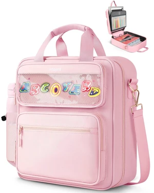 Zipper Binder 3 Ring with Ita Window, 3 Inch D-Ring Binder with Zipper and Strap Fits 14" Laptop, 600+ Sheets Capacity 3-in-1 Shoulder/Backpack/Handle Binder Bag for School Office Commute, Pink Zipper Binder 3 Ring with Ita Window, 3 Inch D-Ring Binder with Zipper and Strap Fits 14" Laptop, 600+ Sheets Capacity 3-in-1 Shoulder/Backpack/Handle Binder Bag for School Office Commute, Pink