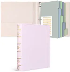 Vintage Leather 3 Ring Binder 1 Inch, Hardback D Ring Binder with Pockets and 5 Tab Dividers, Book Style Document Organizer Fits Letter Size Paper for Home and Office Pink Vintage Leather 3 Ring Binder 1 Inch, Hardback D Ring Binder with Pockets and 5 Tab Dividers, Book Style Document Organizer Fits Letter Size Paper for Home and Office Pink