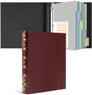 Vintage 3 Ring Binder 1 Inch, Leather Hardback D Ring Binder with Pockets and 5 Tab Dividers, Book Style Document Organizer Fits Letter Size for Home and Office Burgundy Vintage 3 Ring Binder 1 Inch, Leather Hardback D Ring Binder with Pockets and 5 Tab Dividers, Book Style Document Organizer Fits Letter Size for Home and Office Burgundy