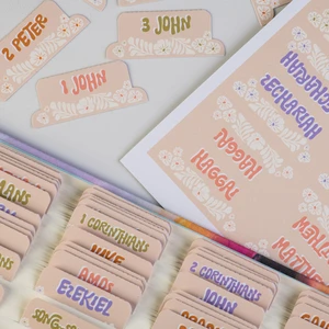 Laminated Bible Tabs for Kids, Teens and Women (Groovy) Large Print Bible Book Tabs, Bible Study Journaling Supplies, 66 Personalized Scripture Tabs and 6 Blank Labels Laminated Bible Tabs for Kids, Teens and Women (Groovy) Large Print Bible Book Tabs, Bible Study Journaling Supplies, 66 Personalized Scripture Tabs and 6 Blank Labels