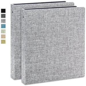 Linen 3 Ring Binder 1 Inch, Letter Size, 2 Pack, Grey Round rings, 8.5'' x 11'' paper, school office home, recipe binder, dual pockets Linen 3 Ring Binder 1 Inch, Letter Size, 2 Pack, Grey Round rings, 8.5'' x 11'' paper, school office home, recipe binder, dual pockets