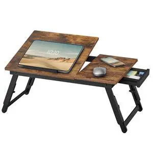 Bed Laptop Desk, Folding Bed Table Adjustable Angle and Height Bed Tray for Laptop up to 15.6 Inches, Portable for Working Reading Writing Breakfast, Drawer, Rustic Brown ULLD105B01 Bed Laptop Desk, Folding Bed Table Adjustable Angle and Height Bed Tray for Laptop up to 15.6 Inches, Portable for Working Reading Writing Breakfast, Drawer, Rustic Brown ULLD105B01