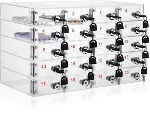 Cell Phone Locker Box for Classroom, Back to School, Clear, 20 Slots Clear Acrylic Cell Phone Storage Cabinet Bin with Door Locks for Classroom School Students Office Factory Employees Cell Phone Locker Box for Classroom, Back to School, Clear, 20 Slots Clear Acrylic Cell Phone Storage Cabinet Bin with Door Locks for Classroom School Students Office Factory Employees
