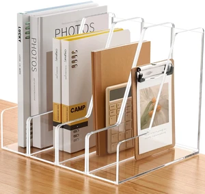 4 Pack Vertical File Holder, Acrylic Desk Organizer Magazine File Sorter for Magazines, Binders, Notebooks, Envelopes, Multi-purpose Clear Document Organizer Rack 4 Pack Vertical File Holder, Acrylic Desk Organizer Magazine File Sorter for Magazines, Binders, Notebooks, Envelopes, Multi-purpose Clear Document Organizer Rack
