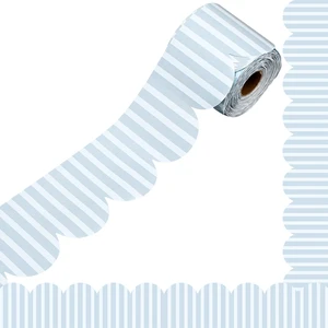52 Ft Coastal Blue Striped Bulletin Board Border, Scalloped Trim Coastal Blue White Striped Paper Roll, Scalloped Die Cut Edge, Back to School Decor for Bulletin Boards and Whiteboards 52 Ft Coastal Blue Striped Bulletin Board Border, Scalloped Trim Coastal Blue White Striped Paper Roll, Scalloped Die Cut Edge, Back to School Decor for Bulletin Boards and Whiteboards