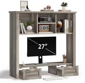 Monitor Stand Riser, Computer Monitor Riser for Desk 4-Tier Desk Shelf with Storage & Drawer, Desk Organizers and Accessories, for Laptop, Printer, Computer, Grey Monitor Stand Riser, Computer Monitor Riser for Desk 4-Tier Desk Shelf with Storage & Drawer, Desk Organizers and Accessories, for Laptop, Printer, Computer, Grey