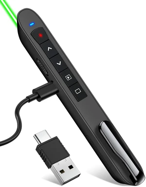 Green Light Presentation Clicker for Teachers USB-C Rechargeable Wireless Presenter for PowerPoint/Keynote/Google Slides, Plug & Play Remote for Mac/Windows/Laptop Green Light Presentation Clicker for Teachers USB-C Rechargeable Wireless Presenter for PowerPoint/Keynote/Google Slides, Plug & Play Remote for Mac/Windows/Laptop