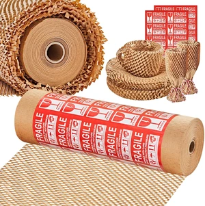 Honeycomb Packing Paper, 12" x 200' Packing Wrap Roll for Packing Recyclable Honeycomb Packing Paper For Moving W/ Cushion Protection, Gift Wrapping Paper W/ 20 Fragile Sticker Labels Honeycomb Packing Paper, 12" x 200' Packing Wrap Roll for Packing Recyclable Honeycomb Packing Paper For Moving W/ Cushion Protection, Gift Wrapping Paper W/ 20 Fragile Sticker Labels