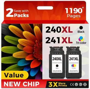 240XL 241XL Ink Cartridge Replacement for Canon 240 241 XL Combo Pack PG-240 CL-241 PG240 CL241 Black Color Work with PIXMA MG3600 MG3620 TS5120 MG3520 MX472 TS5100 MG3220 MG2120 Printer 2 Pack 240XL 241XL Ink Cartridge Replacement for Canon 240 241 XL Combo Pack PG-240 CL-241 PG240 CL241 Black Color Work with PIXMA MG3600 MG3620 TS5120 MG3520 MX472 TS5100 MG3220 MG2120 Printer 2 Pack