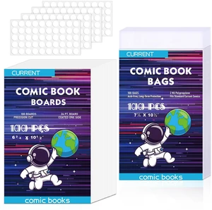 100 Pack Comic Book Bags and Boards, Thick Acid-Free Current Comic Books Backing Boards, Clear Book Sleeves Protector 7.15" X 10.5" 100 Pack Comic Book Bags and Boards, Thick Acid-Free Current Comic Books Backing Boards, Clear Book Sleeves Protector 7.15" X 10.5"