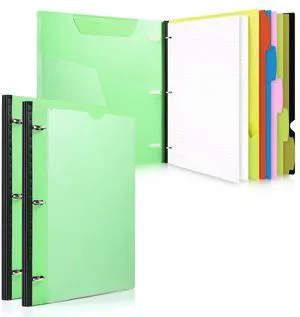 2-Pack Telescoping 3 Ring Binder Notebooks, Green Includes Front Cover / Tabbed Catalog Pocket / 5 Tab Dividers / 1 Pocket Folder / 60 Sheets of Paper 2-Pack Telescoping 3 Ring Binder Notebooks, Green Includes Front Cover / Tabbed Catalog Pocket / 5 Tab Dividers / 1 Pocket Folder / 60 Sheets of Paper