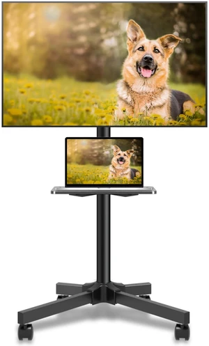 Mobile TV Carts on Wheels for 21-60 Inch Flat/Curved Panel Screens TVs Unlimited Point Height Adjustable Tilting TV Floor Trolley Stand with Shelf Holds up to 77lbs - Max VESA 400x400mm Mobile TV Carts on Wheels for 21-60 Inch Flat/Curved Panel Screens TVs Unlimited Point Height Adjustable Tilting TV Floor Trolley Stand with Shelf Holds up to 77lbs - Max VESA 400x400mm