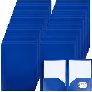 50 Pack Plastic Folders with Pocket Bulk 2 Pocket Heavy Duty Letter Size Folders Business Card Holder for School Office File(Blue) 50 Pack Plastic Folders with Pocket Bulk 2 Pocket Heavy Duty Letter Size Folders Business Card Holder for School Office File(Blue)