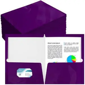 100 Pack Glossy 2 Pocket Folders Bulk, Letter Size,Purple Back to School Ready: Laminated Paper Holds up to 50 Sheets Each for Classroom Handouts, Presentations and Office Documents 100 Pack Glossy 2 Pocket Folders Bulk, Letter Size,Purple Back to School Ready: Laminated Paper Holds up to 50 Sheets Each for Classroom Handouts, Presentations and Office Documents