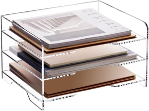 Acrylic Paper Organizer Letter Tray, 3 Tier Enlarged File Holder Clear Desk Organizer for Office Supplies, Versatile Paper Sorter Desk Shelf for Office Classroom Home,13.8 x 9.6 x 7.8 in Acrylic Paper Organizer Letter Tray, 3 Tier Enlarged File Holder Clear Desk Organizer for Office Supplies, Versatile Paper Sorter Desk Shelf for Office Classroom Home,13.8 x 9.6 x 7.8 in
