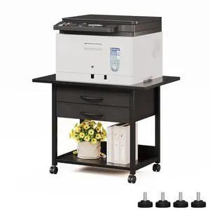 Large Printer Stand with Storage Fabric Drawer Under Desk Printer Table with Wheels for Home Office, Printer Cart fit Fax Machine Scanner 23.4"x15.7" (Black, 2 Tiers) Large Printer Stand with Storage Fabric Drawer Under Desk Printer Table with Wheels for Home Office, Printer Cart fit Fax Machine Scanner 23.4"x15.7" (Black, 2 Tiers)