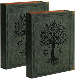 2 Pack PU Leather D Ring Binder, 1.5 Inch Green Tree Fits 8.5x11 letter paper, holds 400 sheets, inner pockets, loose leaf organizer 2 Pack PU Leather D Ring Binder, 1.5 Inch Green Tree Fits 8.5x11 letter paper, holds 400 sheets, inner pockets, loose leaf organizer