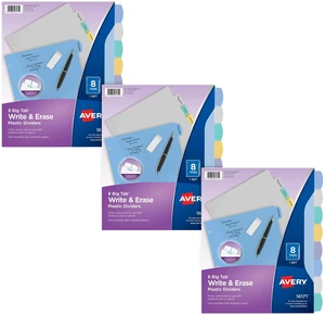 ® Write & Erase Plastic Dividers, 8-Tab, Multicolor, 3 Sets For Organizing Reports and Presentations, Reusable Write-On Tabs, Big Tab Wider Insertable Design, Tear-Resistant Plastic ® Write & Erase Plastic Dividers, 8-Tab, Multicolor, 3 Sets For Organizing Reports and Presentations, Reusable Write-On Tabs, Big Tab Wider Insertable Design, Tear-Resistant Plastic