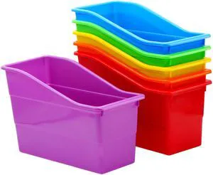 6 Durable Book and Binder Holder, Files Book Bins for Classroom, Plastic Vertical Storage Book Organizer Folder Office Classroom Organization Containers Supplies (Rainbow) 6 Durable Book and Binder Holder, Files Book Bins for Classroom, Plastic Vertical Storage Book Organizer Folder Office Classroom Organization Containers Supplies (Rainbow)