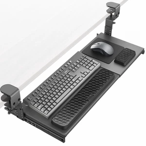 Black Clamp-on 23 to 30 x 11" Adjustable Keyboard Tray, Mount-KBST1 Height & Width Adjustment, Keyboard Platform for Typing, Slide Out Desk Drawer, 2-Part Tray with Mouse Pad, Sturdy C-Clamps Black Clamp-on 23 to 30 x 11" Adjustable Keyboard Tray, Mount-KBST1 Height & Width Adjustment, Keyboard Platform for Typing, Slide Out Desk Drawer, 2-Part Tray with Mouse Pad, Sturdy C-Clamps