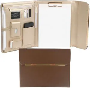 Brown Vegan Leather Binder for Women | Magnetic Closure Business Leather Portfolio Organizer with Gold Trim | Professional Padfolio for Meetings Interviews Documents Brown Vegan Leather Binder for Women | Magnetic Closure Business Leather Portfolio Organizer with Gold Trim | Professional Padfolio for Meetings Interviews Documents