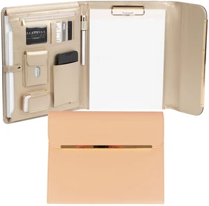 Peach Beige Vegan Leather Padfolio | Professional Portfolio Binder with Magnetic Closure and Gold Trim | 8.5 x 11 Business Organizer Case for Women Peach Beige Vegan Leather Padfolio | Professional Portfolio Binder with Magnetic Closure and Gold Trim | 8.5 x 11 Business Organizer Case for Women