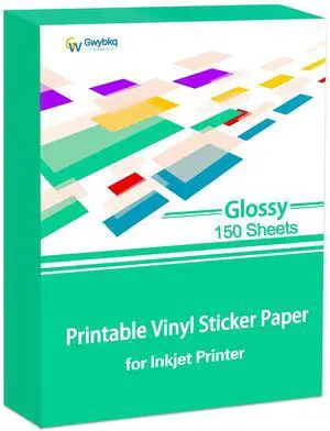 Glossy Printable Vinyl Sticker Paper for Inkjet Printer 150 Sheets 8.5"x11" Adhesive White Labels Decal Papers Glossy Printable Vinyl Sticker Paper for Inkjet Printer 150 Sheets 8.5"x11" Adhesive White Labels Decal Papers