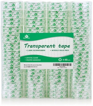 48 Rolls Crystal Clear Transparent Tape, Stationery Tape Refills Rolls for Dispenser, 3/4 in x 1000 in,1 inch Core, Gift Wrapping Tape for Office, School and Home 48 Rolls Crystal Clear Transparent Tape, Stationery Tape Refills Rolls for Dispenser, 3/4 in x 1000 in,1 inch Core, Gift Wrapping Tape for Office, School and Home