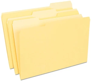 File Folders, Legal Size, 1/3-Cut Tabs, Yellow, 200/Carton Durable paper stock for everyday legal-size document organization File Folders, Legal Size, 1/3-Cut Tabs, Yellow, 200/Carton Durable paper stock for everyday legal-size document organization