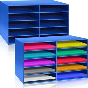 2 Pcs Construction Paper Storage, 10 Slots, Blue Classroom Mailboxe, Back to School Literature Sorter, Sturdy Cardboard Paper Organizer for Teacher, Student, Office 2 Pcs Construction Paper Storage, 10 Slots, Blue Classroom Mailboxe, Back to School Literature Sorter, Sturdy Cardboard Paper Organizer for Teacher, Student, Office