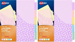 Dividers for 3 Ring Binders, 5 Tab Binder Dividers, Plastic Binder Dividers with Pockets, Insertable Big Tabs, Pastel Classic Designs, Works with Sheet Protectors, 1 Set (07714) (Pack of 2) Dividers for 3 Ring Binders, 5 Tab Binder Dividers, Plastic Binder Dividers with Pockets, Insertable Big Tabs, Pastel Classic Designs, Works with Sheet Protectors, 1 Set (07714) (Pack of 2)