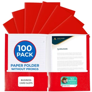 100 Pack Red 2 Pocket Paper Folders. Heavy Duty, Bulk Folders with Pockets and Business Card Slots. Colored Letter Size Document Organizers. Durable Portfolio for School, College, Office Files 100 Pack Red 2 Pocket Paper Folders. Heavy Duty, Bulk Folders with Pockets and Business Card Slots. Colored Letter Size Document Organizers. Durable Portfolio for School, College, Office Files