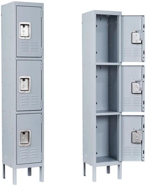 Metal Storage Locker, 3 Doors Lockable Steel Cabinet Lockers 66'' X 12 X 12 for Employees/School/Gym/Home/Office/Industrial Lockers (Gray) Metal Storage Locker, 3 Doors Lockable Steel Cabinet Lockers 66'' X 12 X 12 for Employees/School/Gym/Home/Office/Industrial Lockers (Gray)