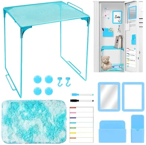 15 PCS Blue School Locker Organizer Kit with Shelf and Accessories Locker Accessories Include Shelf, Rug, Magnetic Mirror, Whiteboard with Marker and Nails for Girls' Back to School 15 PCS Blue School Locker Organizer Kit with Shelf and Accessories Locker Accessories Include Shelf, Rug, Magnetic Mirror, Whiteboard with Marker and Nails for Girls' Back to School