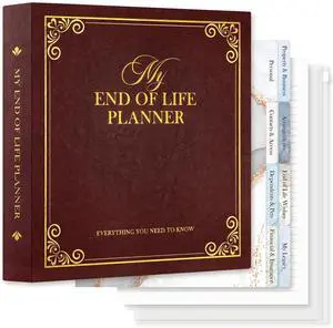 End of Life Binder Organizer Death Planner 8.5"x11", Final Wishes & Estate Document Folder with 8 Dividers & 10 Letter Size Binder Pockets, When I Die Journal Before Death Life Plan Book, Brown End of Life Binder Organizer Death Planner 8.5"x11", Final Wishes & Estate Document Folder with 8 Dividers & 10 Letter Size Binder Pockets, When I Die Journal Before Death Life Plan Book, Brown