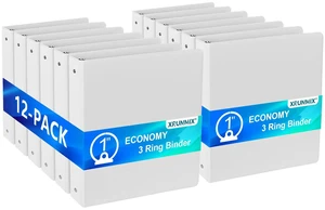 Economy 3-Ring Binders, 1 Inch, Round Rings, 200 Sheet Capacity, ClearVue Presentation View, Non-Stick, White (12) Economy 3-Ring Binders, 1 Inch, Round Rings, 200 Sheet Capacity, ClearVue Presentation View, Non-Stick, White (12)