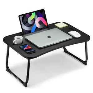 Foldable Lap Desk, Laptop Bed Desk, Portable Lap Table, Laptop Bed Table with Cup Holder & Tablet Slot & Lifting Handle for Working Writing Drawing & Eating - Black Wood Foldable Lap Desk, Laptop Bed Desk, Portable Lap Table, Laptop Bed Table with Cup Holder & Tablet Slot & Lifting Handle for Working Writing Drawing & Eating - Black Wood