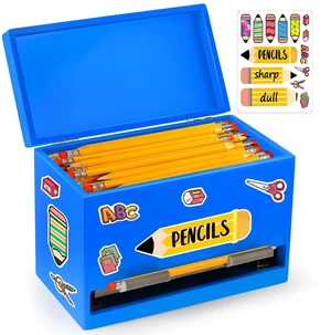 Pencil Dispenser for Classroom, Wooden Desk Pencil Holder, Blue Teacher Must Haves, Classroom Organization, Wooden Dispenser for Pencils or Straws, for Offices, Kitchens, Restaurants Pencil Dispenser for Classroom, Wooden Desk Pencil Holder, Blue Teacher Must Haves, Classroom Organization, Wooden Dispenser for Pencils or Straws, for Offices, Kitchens, Restaurants