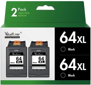 64XL Black Ink Cartridge Replacement for HP 64 Black Ink Cartridge (2 Pack) HP64 64XL Black Ink Cartridge for HP Printers Envy Photo 7855 7858 7975 7155 6255 6252 7900e 7255e 7955e 7958e 7950e Tango 64XL Black Ink Cartridge Replacement for HP 64 Black Ink Cartridge (2 Pack) HP64 64XL Black Ink Cartridge for HP Printers Envy Photo 7855 7858 7975 7155 6255 6252 7900e 7255e 7955e 7958e 7950e Tango