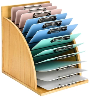 Clipboard Holder, Wooden Clipboard Organizer Storage with 12 Slots High-Rise Side Panels, Dual Carry Handles, Teacher Organization for Classroom Office, Easy Assembly, Clipboards Not Included Clipboard Holder, Wooden Clipboard Organizer Storage with 12 Slots High-Rise Side Panels, Dual Carry Handles, Teacher Organization for Classroom Office, Easy Assembly, Clipboards Not Included