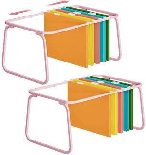 Hanging File Folder Frame, Adjustable Letter Size File Holder 16-25 Inches, Metal File Cabinet Rails for Office, Home, School, 2P(Pink) Hanging File Folder Frame, Adjustable Letter Size File Holder 16-25 Inches, Metal File Cabinet Rails for Office, Home, School, 2P(Pink)