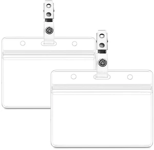100 Pack Waterproof Horizontal ID Badge Holder Horizontal Clear PVC Name Holder Tags with Badge Clip Straps (100 Pack,) 100 Pack Waterproof Horizontal ID Badge Holder Horizontal Clear PVC Name Holder Tags with Badge Clip Straps (100 Pack,)