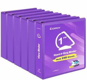 Sturdy 1 Inch Slant-D Ring 3 Ring Binder with Clear View Cover 1"Heavy Duty Slant-D Ring,PVC-Free 2.4mm Board,Holds 225 Letter Sheets,Commercial Bulk for Corporate Offices,6 Pack (Purple) Sturdy 1 Inch Slant-D Ring 3 Ring Binder with Clear View Cover 1"Heavy Duty Slant-D Ring,PVC-Free 2.4mm Board,Holds 225 Letter Sheets,Commercial Bulk for Corporate Offices,6 Pack (Purple)