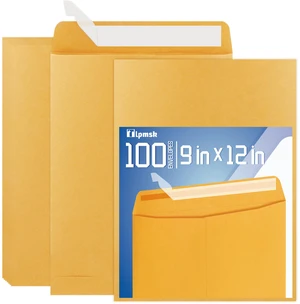 9x12 Catalog Mailing Envelopes - 100 Count, Self Seal Stay Flat Brown Kraft Envelopes, Heavy Duty Shipping Mailers for Documents, Photos & Letters, Peel & Seal Closure 9x12 Catalog Mailing Envelopes - 100 Count, Self Seal Stay Flat Brown Kraft Envelopes, Heavy Duty Shipping Mailers for Documents, Photos & Letters, Peel & Seal Closure