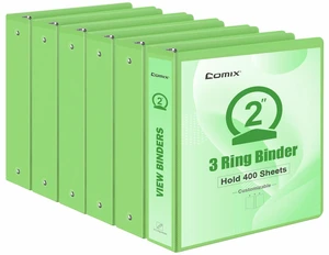 Sturdy Standard 2 Inch 3 Ring Binder with Clear View Cover 2"Round Ring,PVC-Free,Holds 400 Letter Sheets,Morandi Multicolor for Students & Office,6 Pack (Light Green) Sturdy Standard 2 Inch 3 Ring Binder with Clear View Cover 2"Round Ring,PVC-Free,Holds 400 Letter Sheets,Morandi Multicolor for Students & Office,6 Pack (Light Green)