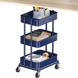 3-Tier Utility Cart, Low 24" Height Fits Under Desk, Navy Compact & Lower Height Great for Under-Desk Space-Saving Storage for Home Office, Dining Room, or Kitchen 3-Tier Utility Cart, Low 24" Height Fits Under Desk, Navy Compact & Lower Height Great for Under-Desk Space-Saving Storage for Home Office, Dining Room, or Kitchen